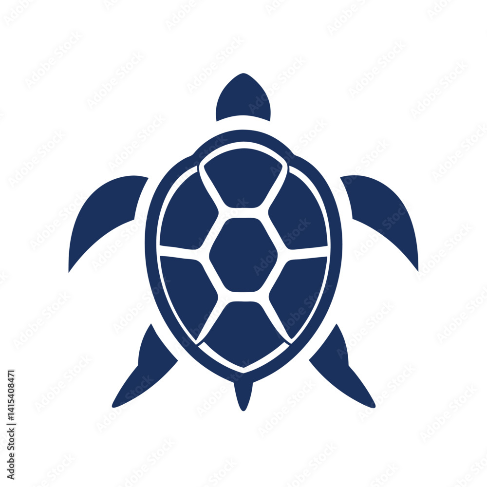 Poster clean turtle shell pattern logo icon on white