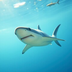 Obraz premium Oceanic Blue Shark: Serene Underwater Portrait