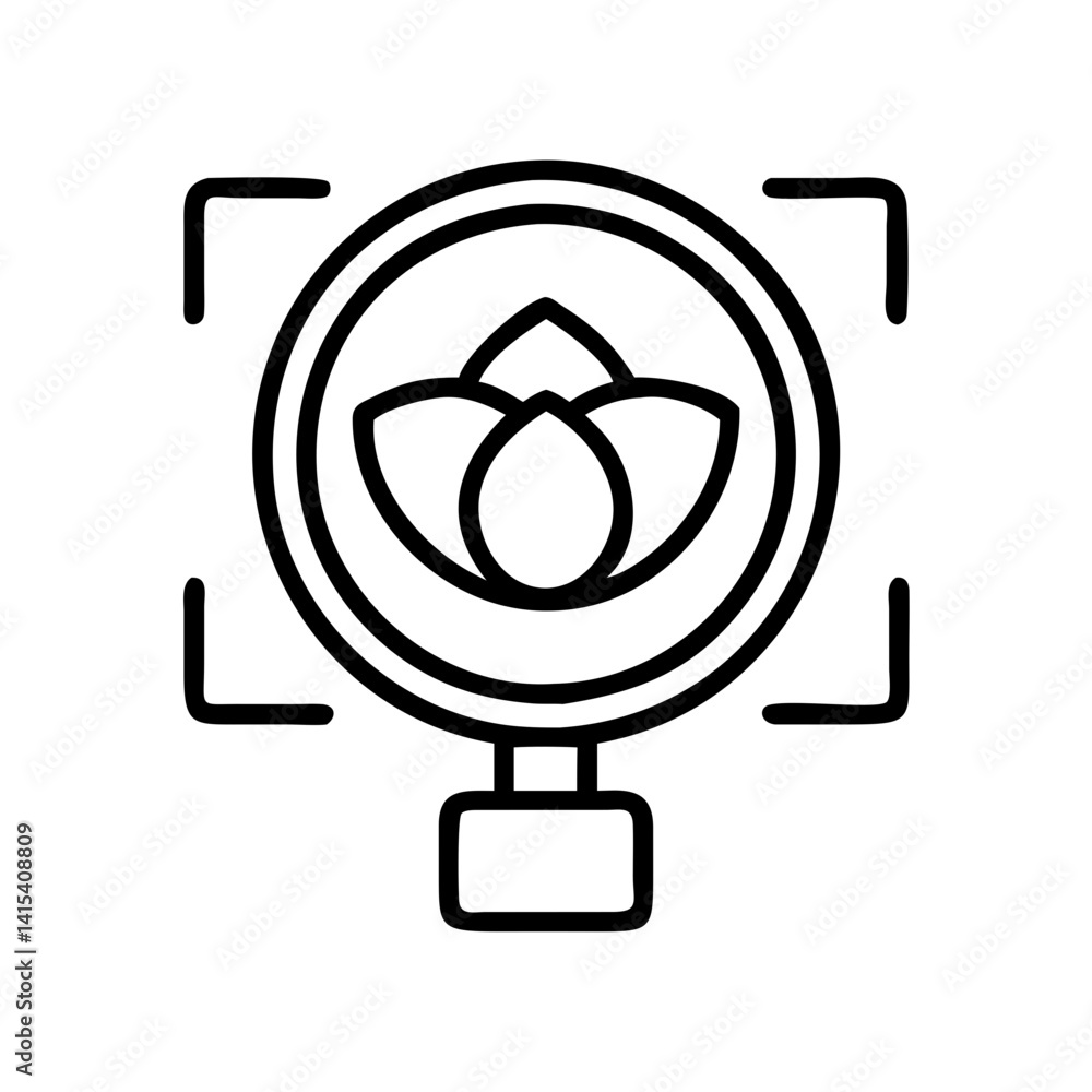 Poster magnifying glass focused on lotus flower for search engine optimization and design projects