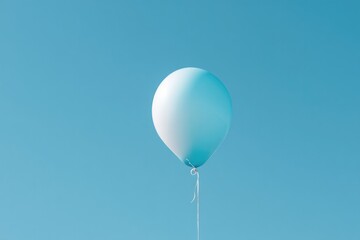 Obraz premium minimalistic image of single inflated balloon ascending deflated amidst clear blue sky can symbolize inflation