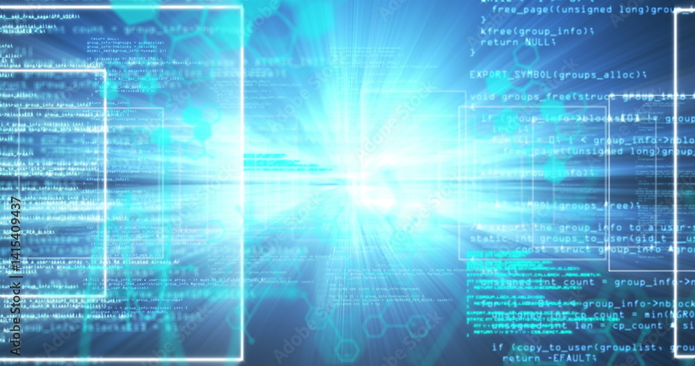 Poster image of shapes over data processing