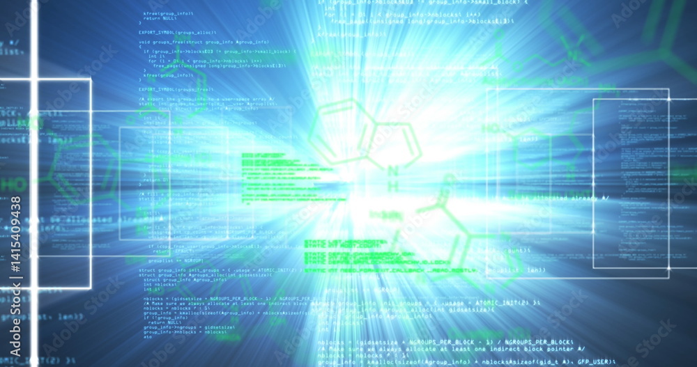 Poster image of shapes over data processing