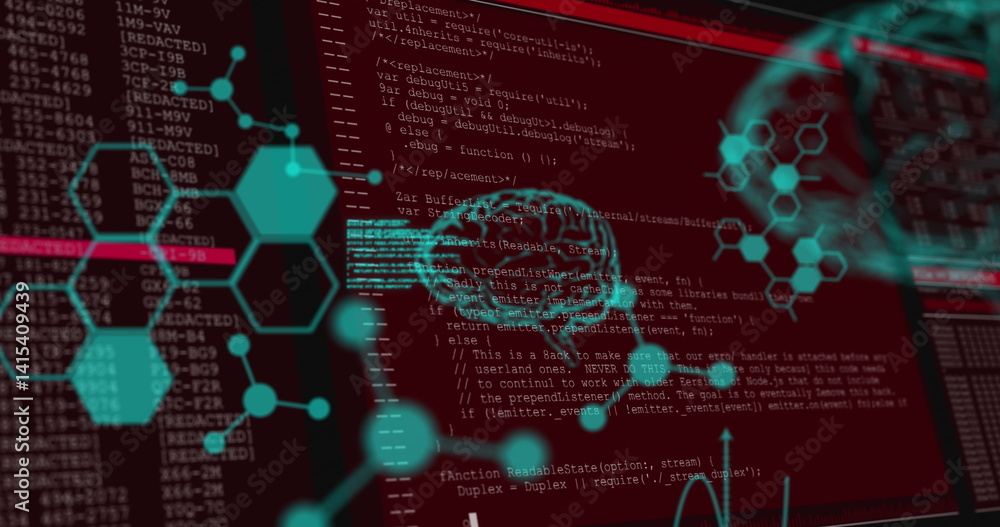 Poster image of shapes and brains over data processing