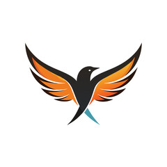 Obraz premium minimalist bird with open wings logo icon on white