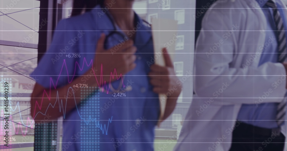 Poster image of diverse doctors running over data processing