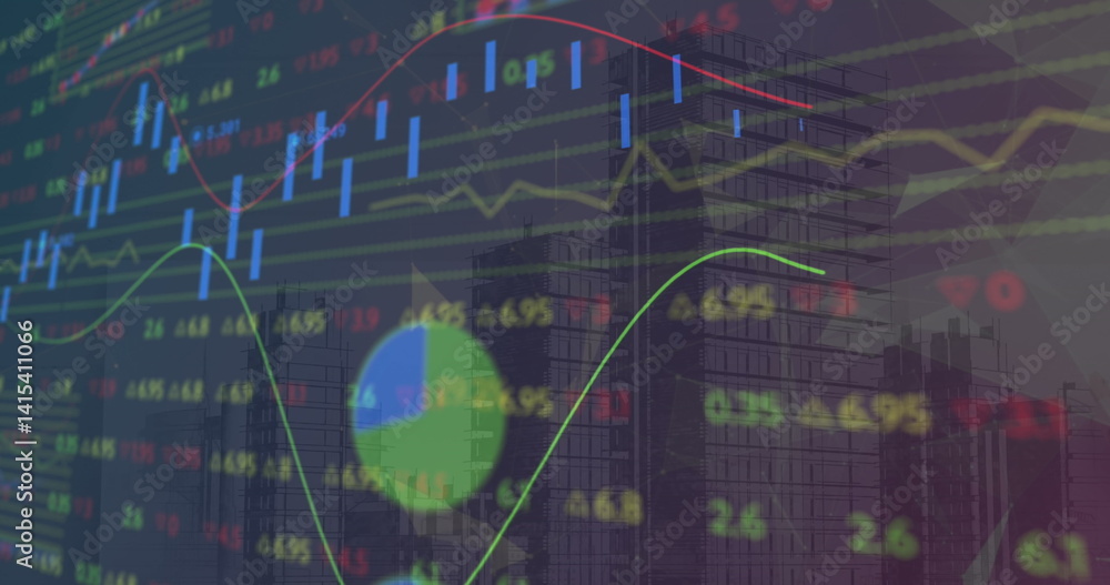 Poster image of data processing over cityscape