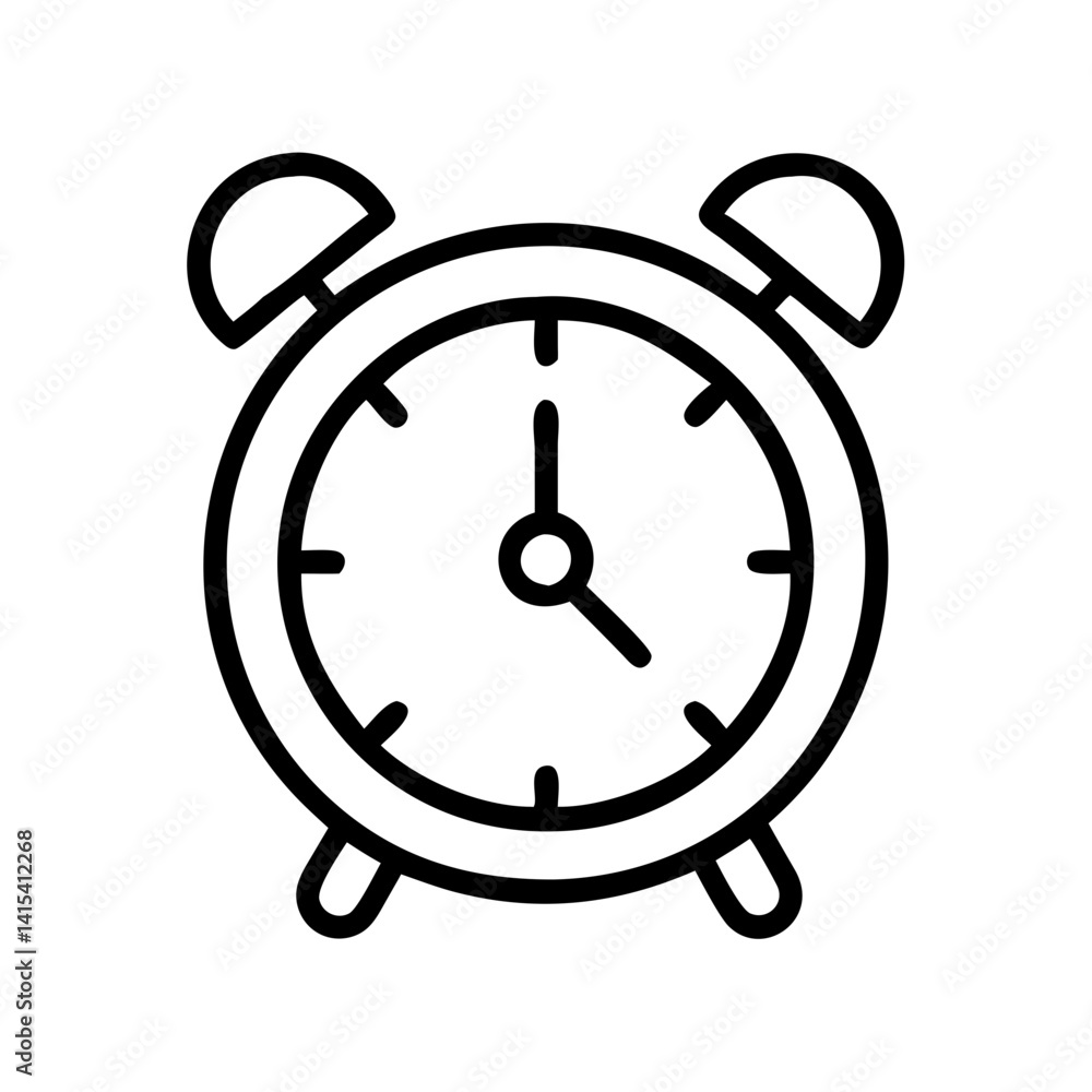 Poster alarm clock vector icon illustration wake up time reminder design element outline drawing symbol 90s