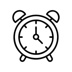 Alarm clock vector icon illustration wake up time reminder design element outline drawing symbol 90s