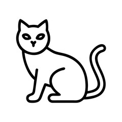 Cat illustration vector, simple outline drawing of a domestic feline, cute pet animal design icon, art