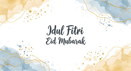 Celebrating Idul Fitri Eid Mubarak with Watercolor Background