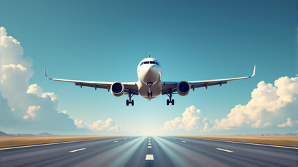 Obraz premium Airplane Landing on a Runway