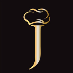 Initial Letter J Chef Hat Symbol Vector Template For Food and Restaurant Logo