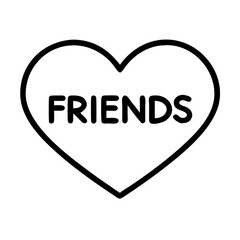 Friendship heart outline vector illustration for best friends forever design and love concepts art