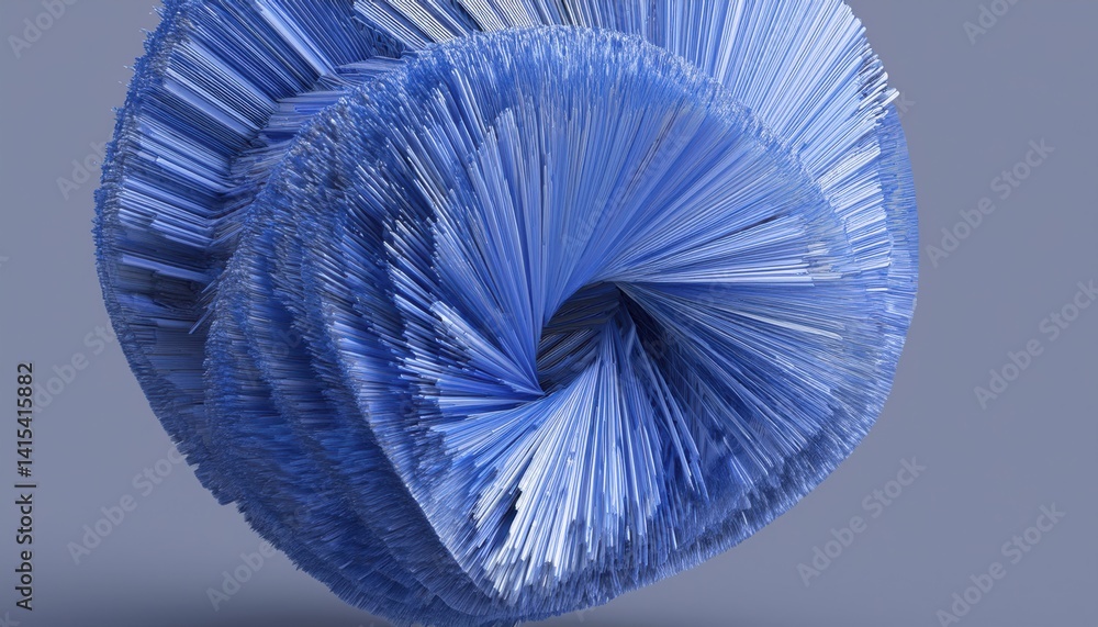 Poster abstract twisted torus of blue plastic strands in 3d render, ideal for tech branding, digital art pr
