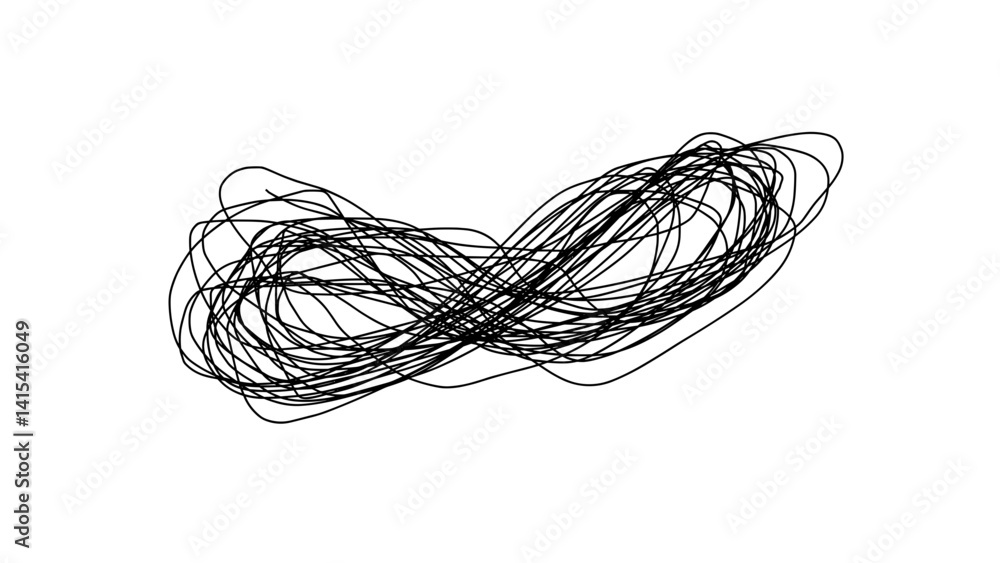Poster scribble drawing of tangled lines in abstract style