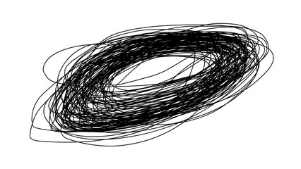 Abstract hand-drawn black scribble in freeform shape  