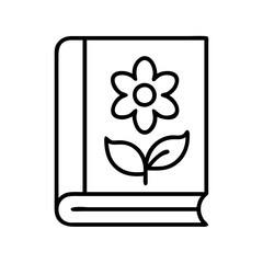 Book with flower illustration vector, botanical knowledge, floral journal, garden guide, nature study