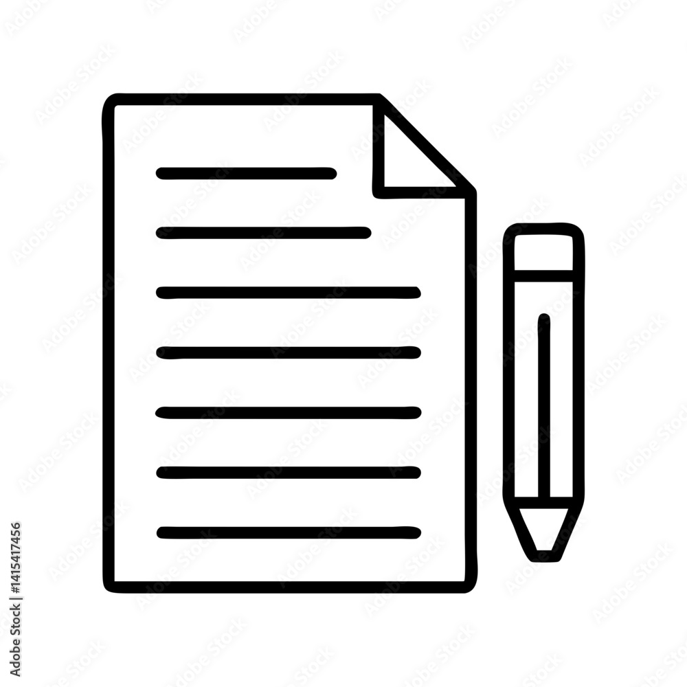 Aufkleber document with pencil icon vector illustration writing and editing content creation tool design