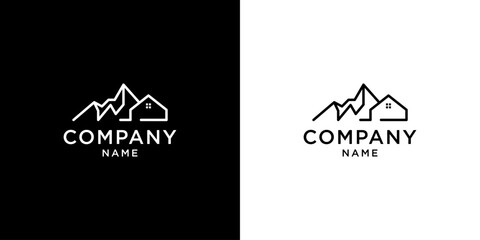 Mountain House Company Logo Design with line art style