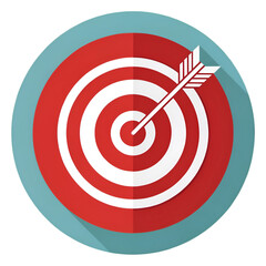 Red Target icon with arrow on center isolated on white background