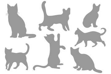  silhouette of cat set. 