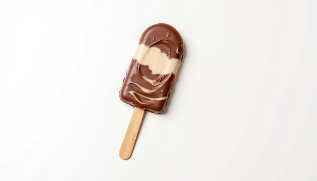 A delicious stick kulfa ice cream with a rich chocolate swirl layer