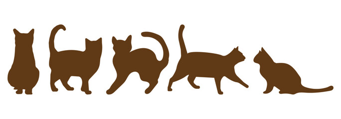  silhouette of cat set. 