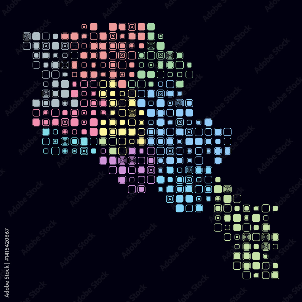 Poster armenia, shape of the country build of colored cells. digital style map of the armenia on dark backg