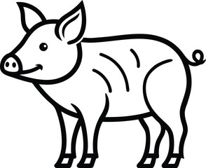 Pig silhouette vector illustration, Farm animal pig icon, Pig side view silhouette, Livestock pig graphic design, Simple pig shape outline