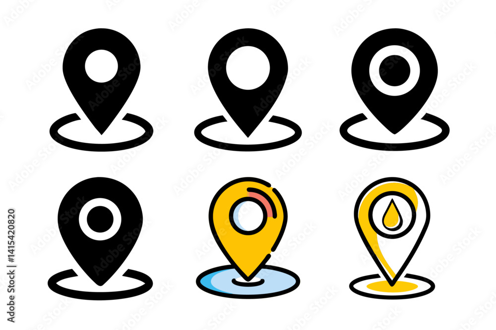 Poster set of map pointers. a set of colorful map pointers. set of map pointers vector illustration