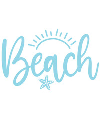 Obraz premium Beach typography clip art design on plain white transparent isolated background for card, shirt, hoodie, sweatshirt, apparel, tag, mug, icon, poster or badge