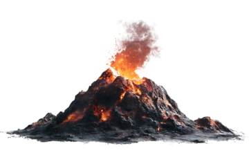Erupting volcano with lava and smoke