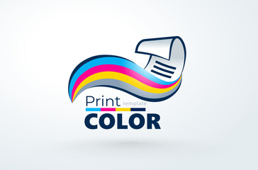 Logo Cmyk paint and Paper Printing. Love Print theme. Template design vector. White background