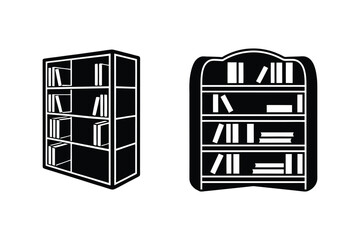 Fototapeta premium bookshelf silhouette icon vector illustration