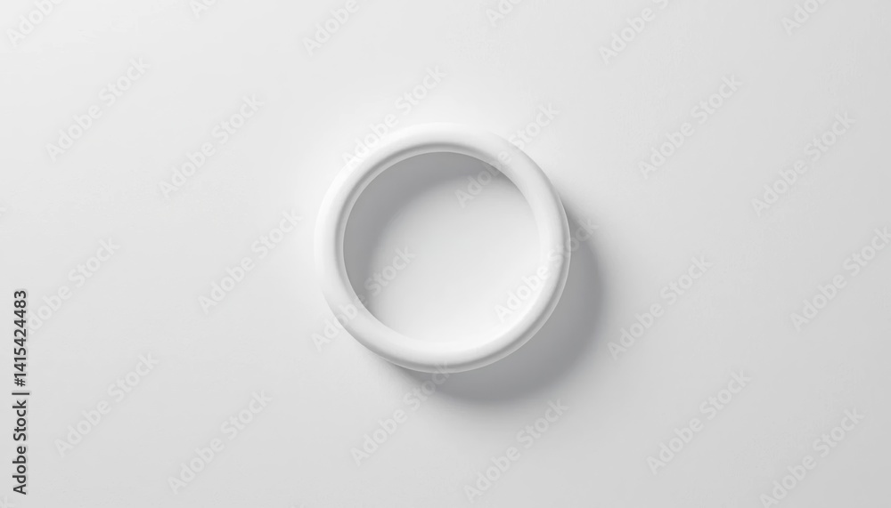 Poster minimalist white ring on soft surface product photography studio setting clean environment top view 