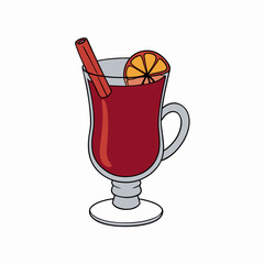 mulled wine isolated on white