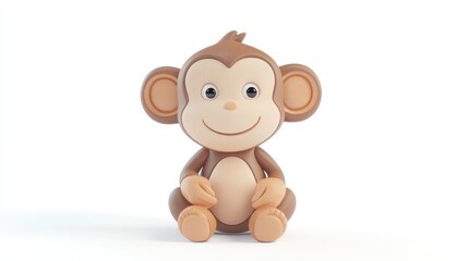 Obraz premium monkey toy 3d rendering isolated on white background. Cartoon plastic style icon