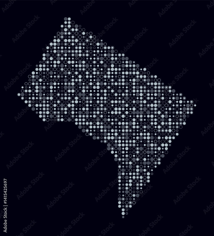 Poster district of columbia, shape of the state build of colored cells. digital style map of the district o
