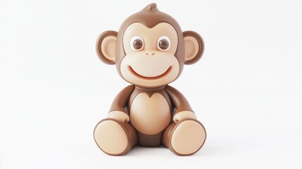 monkey toy 3d rendering isolated on white background. Cartoon plastic style icon 