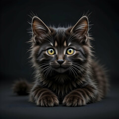 Obraz premium Cute Cat Kitten Laying Down Looking at Camera