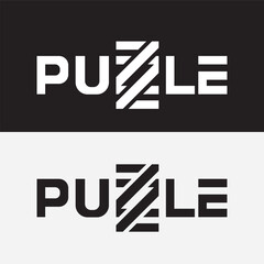 Puzzle Word Mark Text Written in a Unique Puzzling Way Vector Logo Art