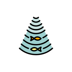 Fish Finder Vector Color Icon Design. Echo sounder radar icon. Echo sounder radar simple vector icon for web design isolated on white background