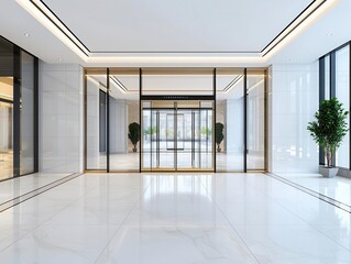 Fototapeta premium Luxury hotel automatic doors with digital keycard access, seamless security system integration, modern hospitality tech