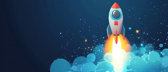 Cartoon Rocket Launching into Space: A Symbol of Innovation and Progress