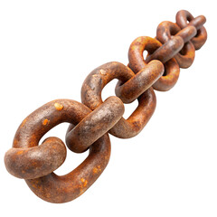 Fototapeta premium Heavy Rusty Metal Chain Isolated On White Background Strong Connection Concept