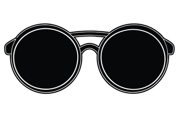Silhouette of round sunglasses with dark lenses, a classic fashion accessory