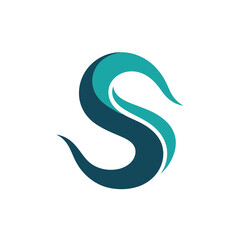 Fototapeta premium minimalist letter s in wave style logo icon on whi