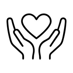 Heart in hands vector graphic for love, care, charity, support, and donation concepts design element