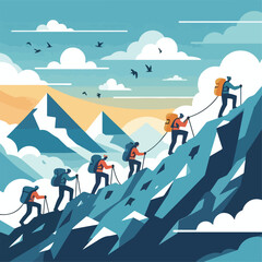 vector image of a person climbing a mountain