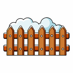 vector illustration of a snow  covered fence 